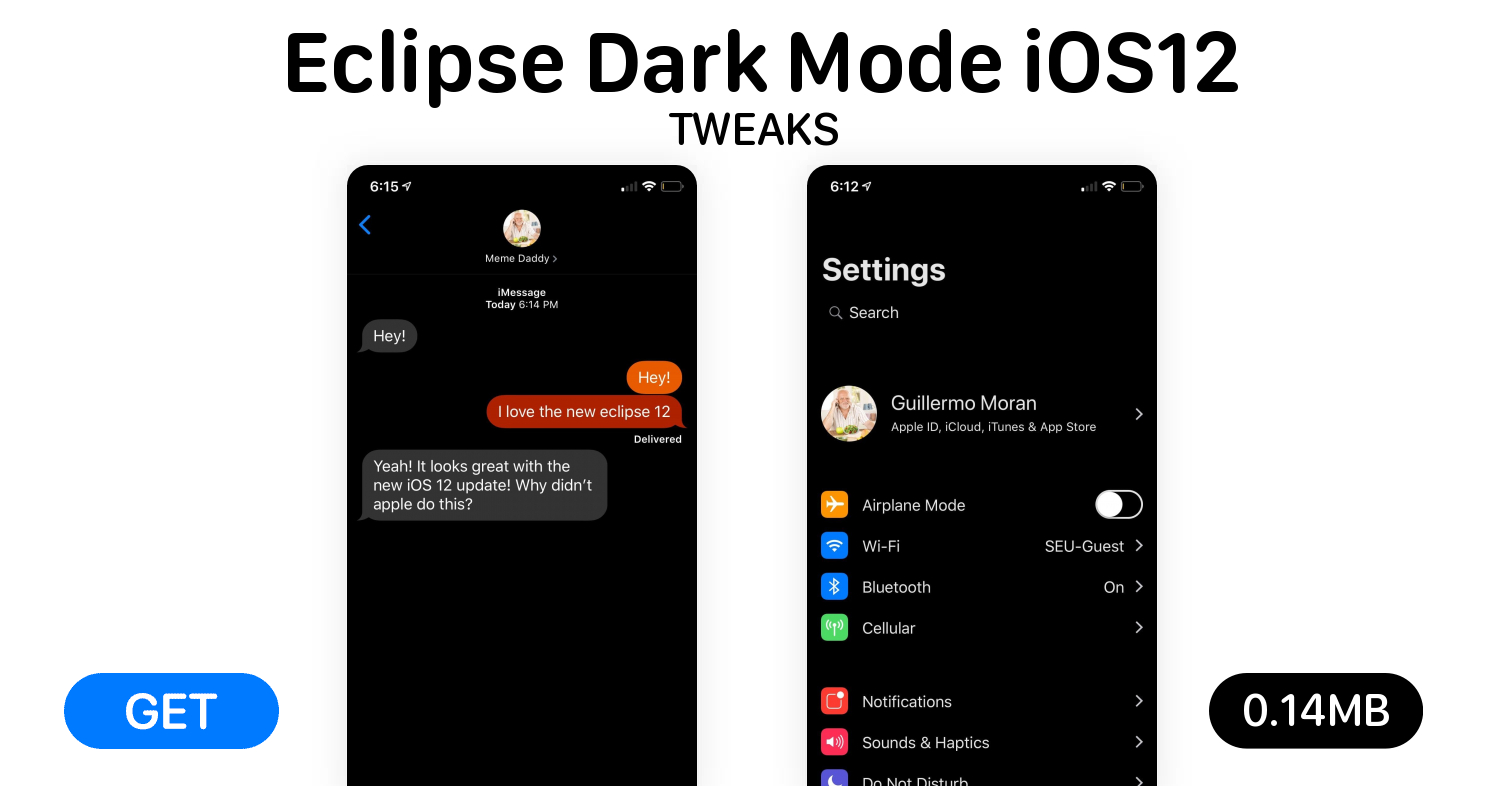 Eclipse Dark Mode iOS12 6.1.22 Free Tweaks for iOS on HackYouriPhone